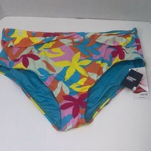NWT Lands End Twist High Wasted Swin Bottoms Multicolor New